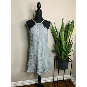 FoxieDox high neck lace periwinkle blue fit flare
